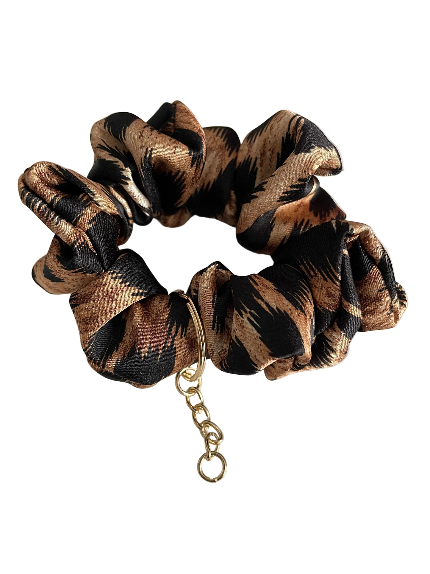 Satin Leopard Print Scrunchie - Luxury Hair Accessory