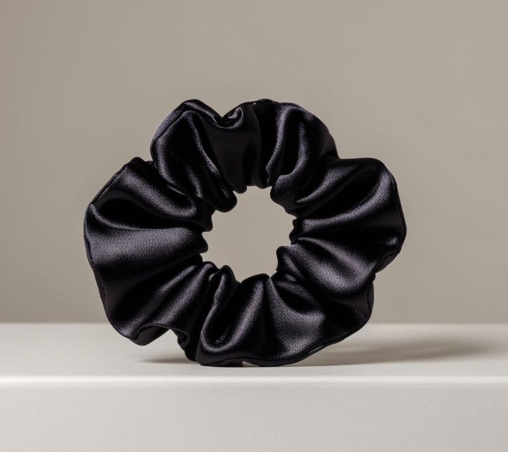 Black Satin Scrunchies
