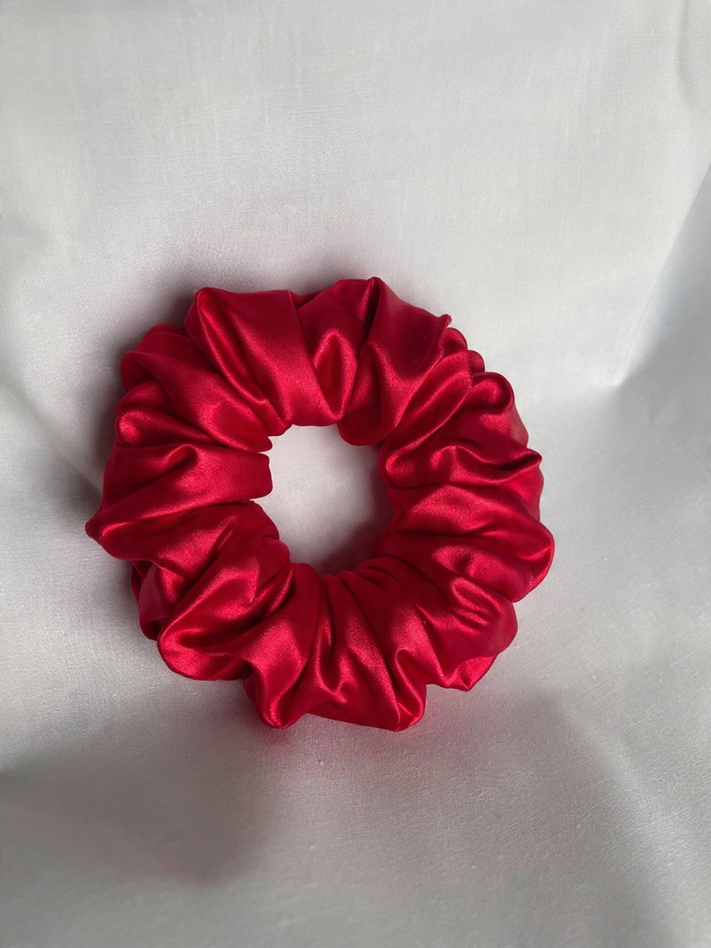 Soft Satin Red Scrunchie - Handmade in Canada