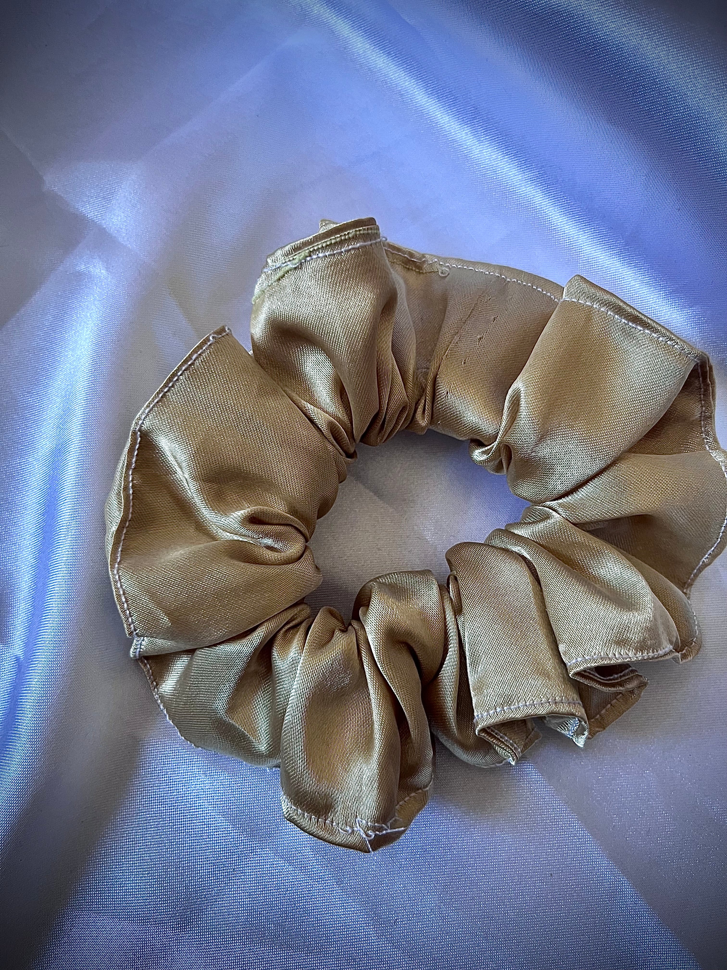 Scrunchies - Light Gold Satin - Handmade for All Hair Types