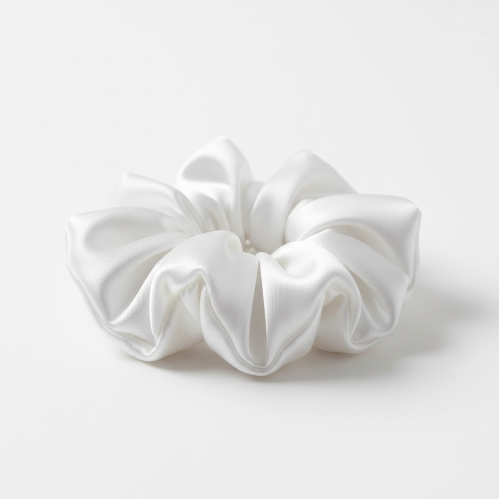 white satin scrunchie